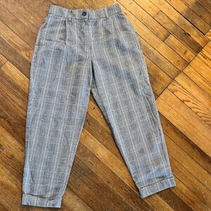 Gray Vintage Women's High-Waister Plaid Trousers XS